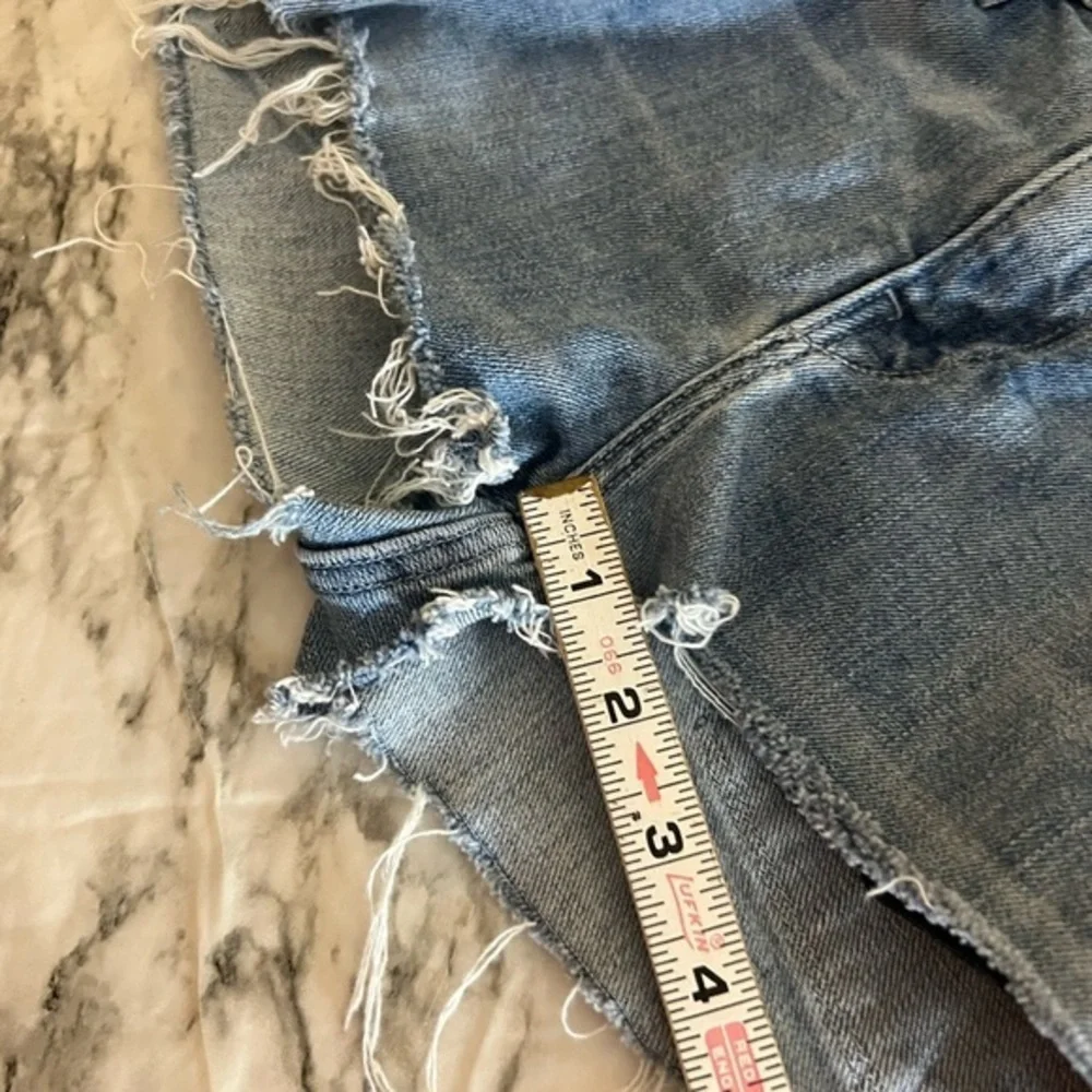 3x1 W2 light wash frayed raw denim shorts C5-14